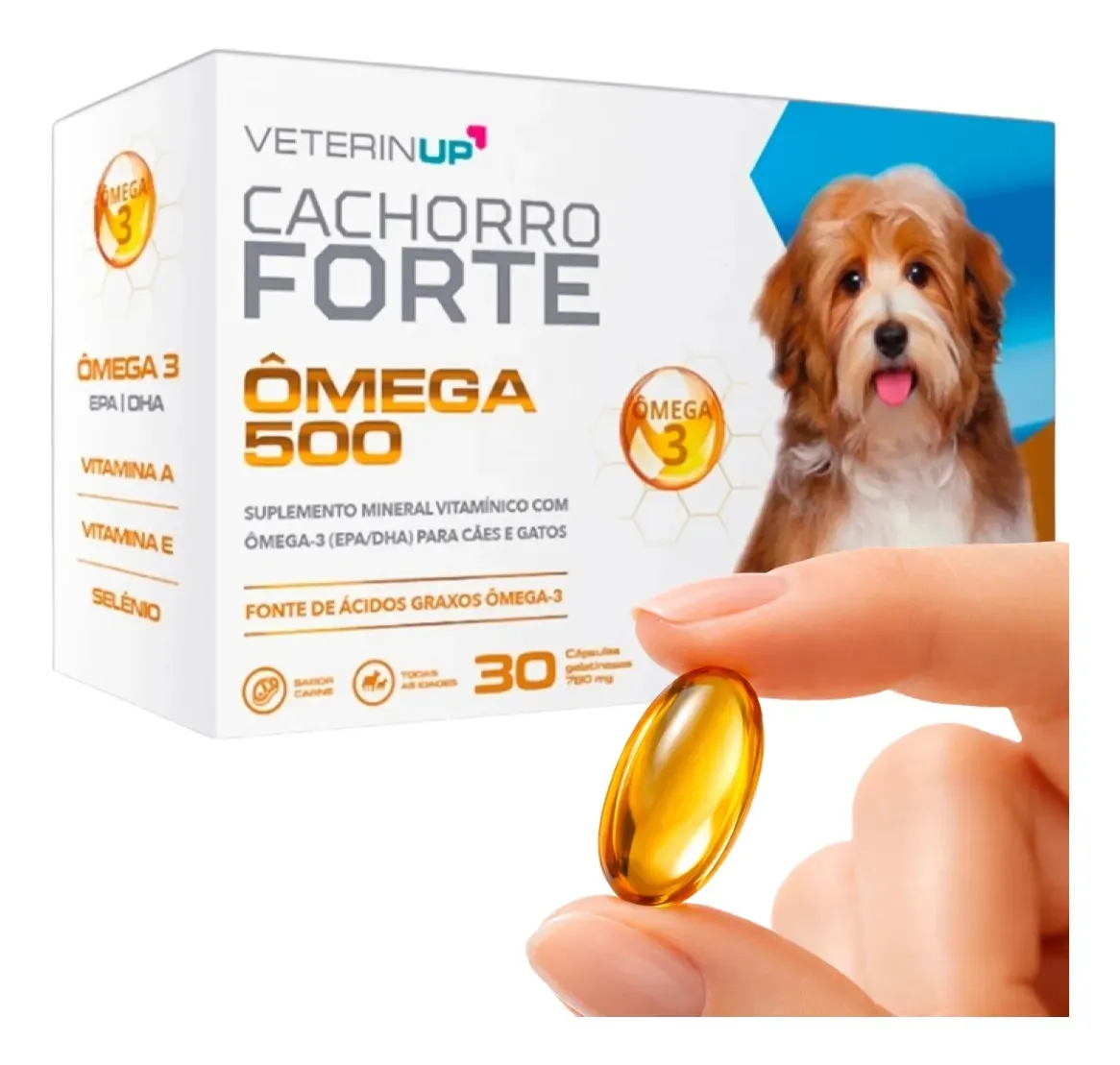 Omega 3 Pet Cães Gatos Pele Saudável E Livre De Coceira 30c