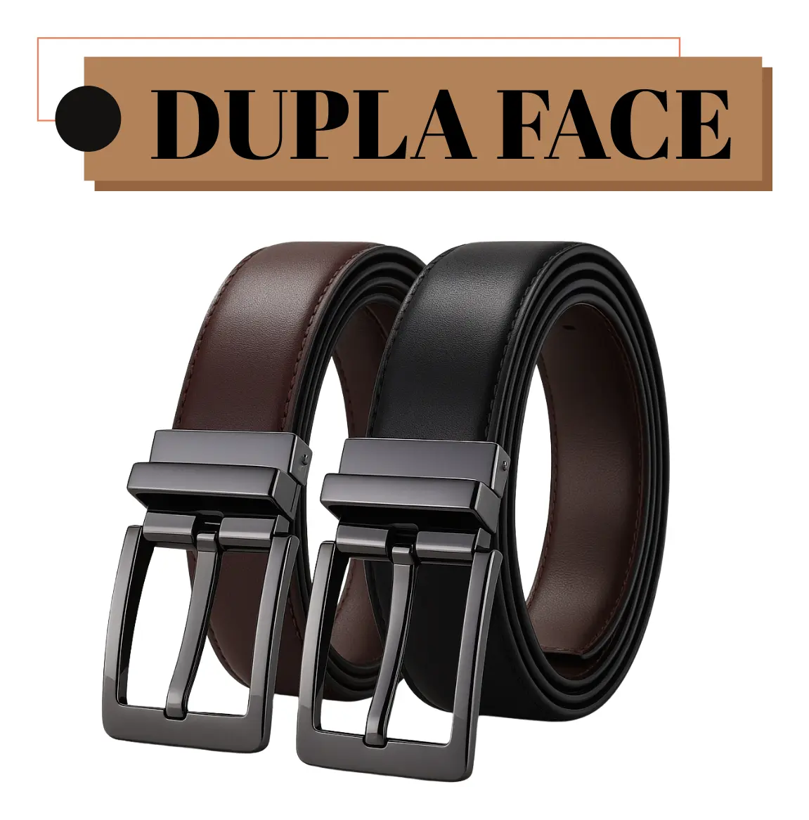 Cinto Masculino Couro Dupla Face 2 Em 1 Preto Marrom Social