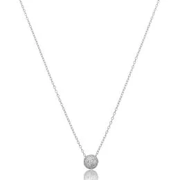 Gargantilha de Prata Malha Cadeado 4cm Bola com Zircônias - GG25971