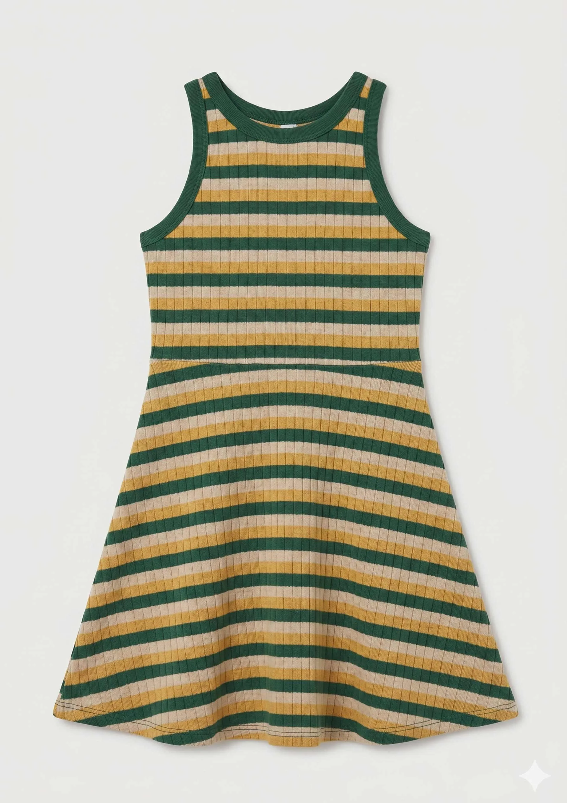 Vestido Infantil Curto Em Ribana Canelada Drop Brasil - Verde