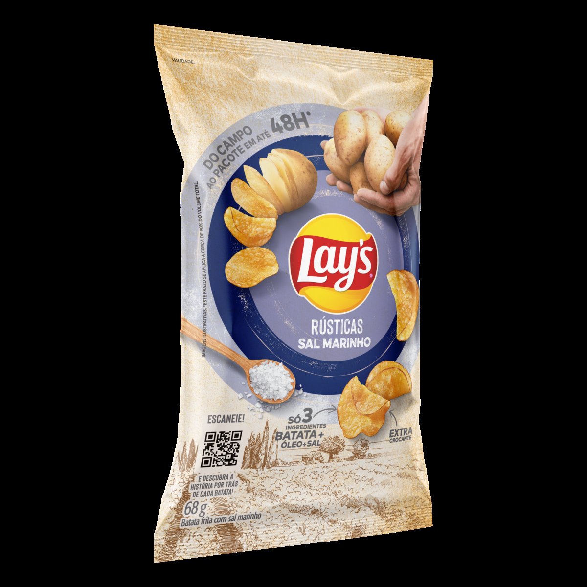 Batata Frita Lays Rústica Sal Marinho 68g