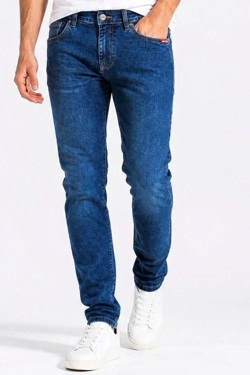 Calça Jeans Slim Básica Versátil Polo Wear Jeans Escuro