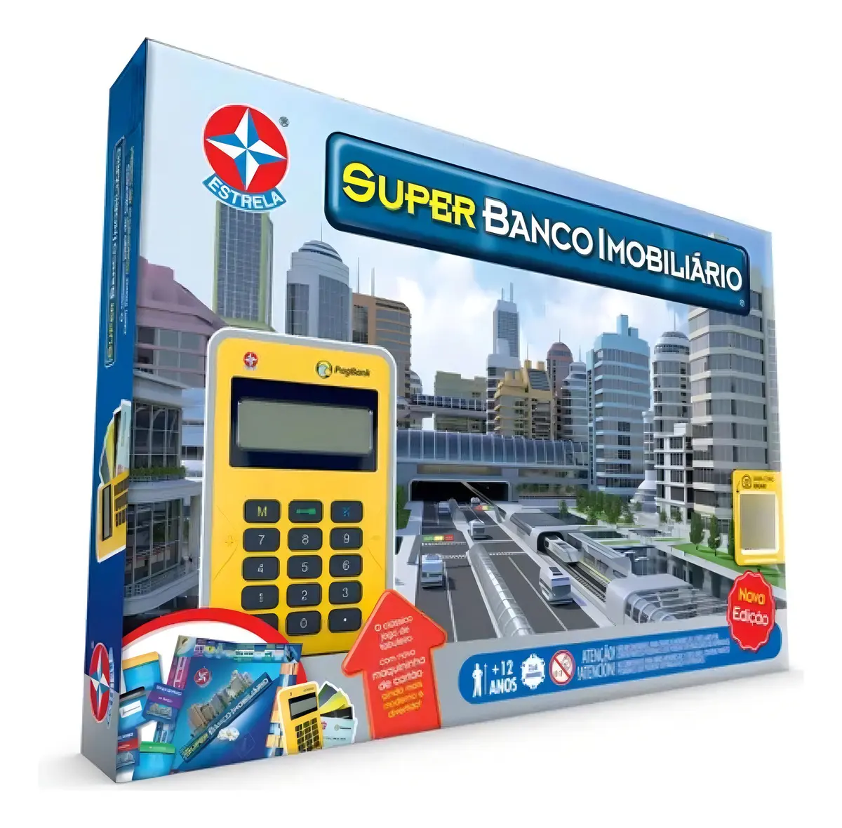 Jogo Super Banco Imobiliário Tabuleiro Cartão Maquininha De