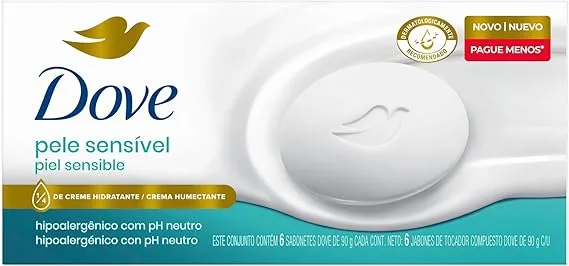 Dove Sabonete em Barra Pele Sensível 90g 6 Unidades