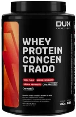 DUX HUMAN HEALTH Whey Protein Concentrado 900g Chocolate – 23g de Proteína e 5g de BCAAs por Porção