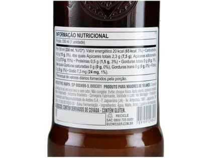 Cerveja Budweiser Zero sem Álcool 6 Garrafas 330ml