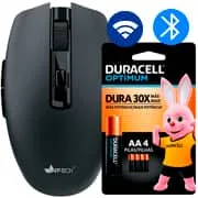 Mouse sem fio bluetooth, 1600DPI, Preto, MWB500, App-Tech + Pilha Alcalina Duracell Pequen...