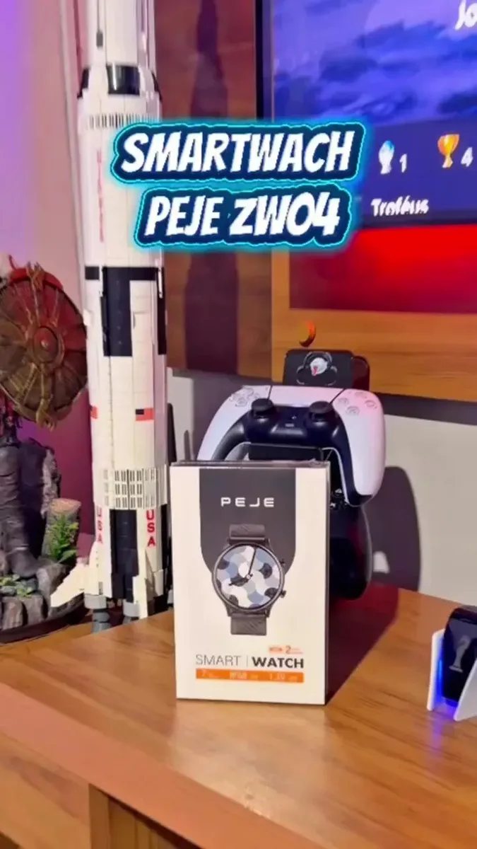 Smartwatch PEJE ZW04 Tela Touch HD 1.39" IP68 À Prova d'Água 2 Pulseiras Bluetooth Chamadas 123+ Modos Esportivos Masculino e Feminino para Android iOS