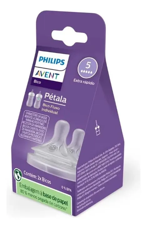 Kit 2 Unidades De Bico Pétala 3.0 T5 Para Bebês De 6 Meses Phillips Avent