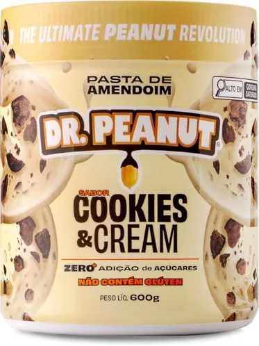Dr. Peanut Pasta de Amendoim c/Whey Protein - Sabor Cookies & Cream, Pote 600g