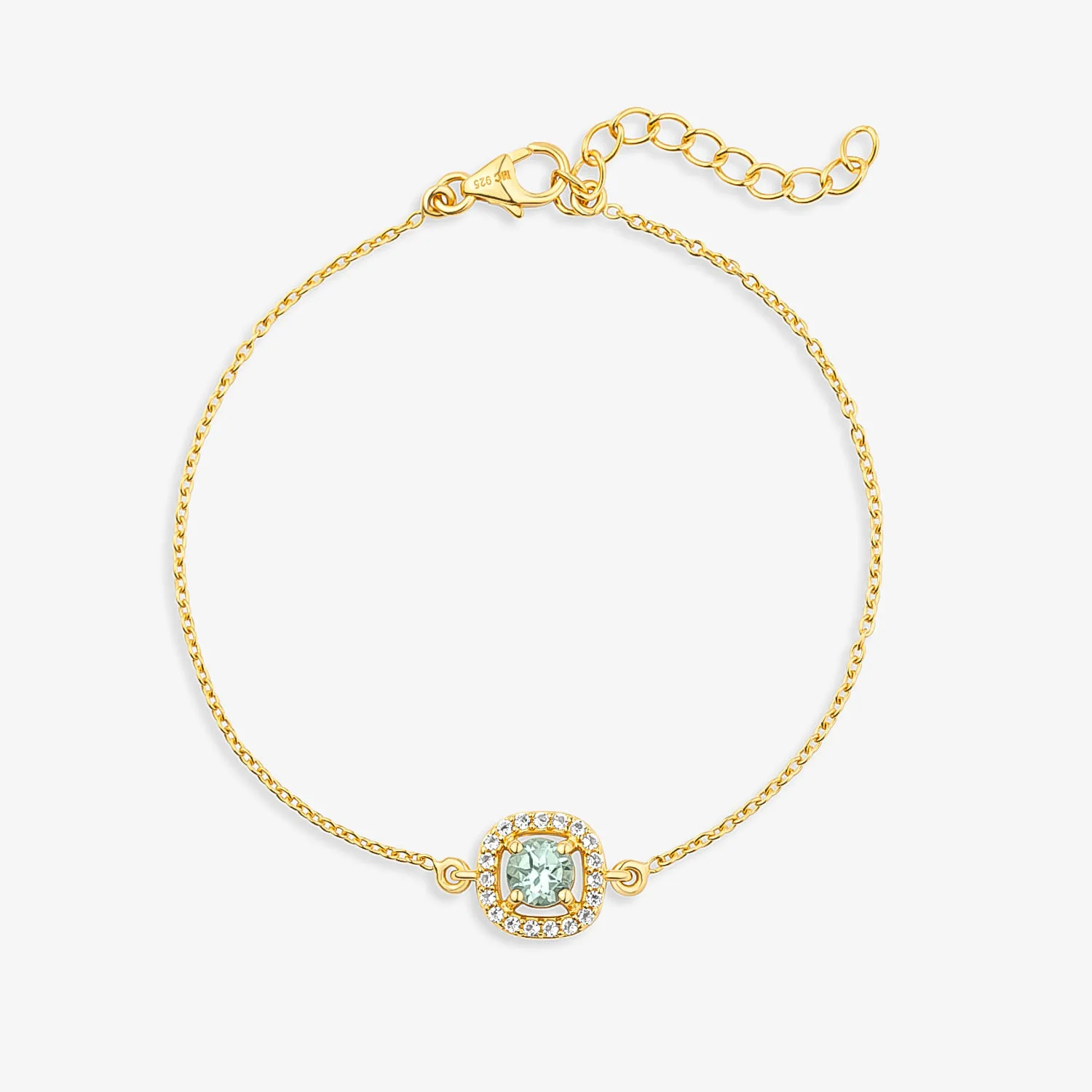 Pulseira com Topázio Azul e Topázio em Prata 925 com Banho de Ouro Amarelo 18k