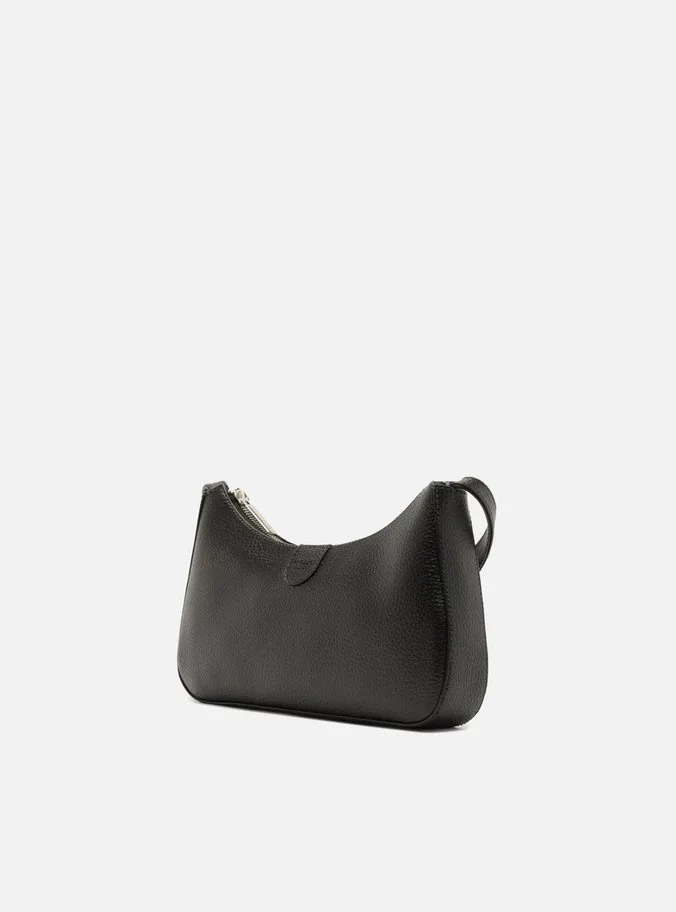 Bolsa Tiracolo Preta Média Granulada Metais