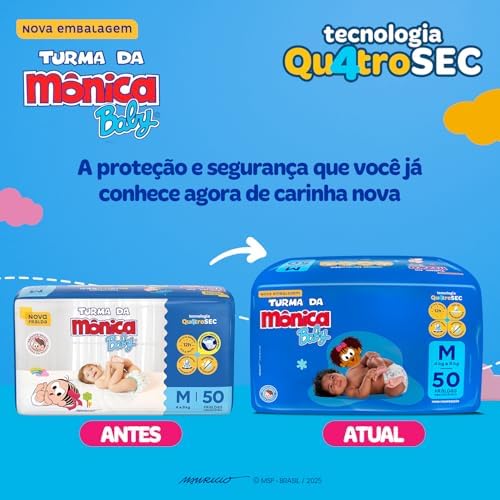 Fralda Turma da Mônica Baby Mega M 50 Unidades