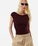 blusa feminina de algodão decote canoa azul