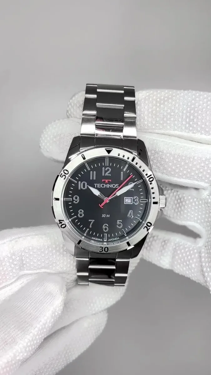 Relógio Masculino Technos Militar Aço Inoxidável 50m 2115NBQ/1P