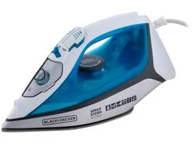 Ferro de Passar Roupa a Vapor e a Seco Black + Decker Speed Steam FX3060 Branco e Azul