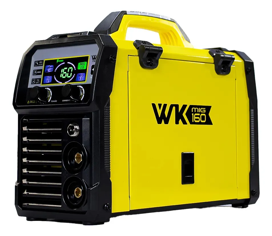 Máquina De Solda 160a Multiprocesso Mig Sem Gás Mma Tig Lift Bivolt Automática Igbt Amarelo 127/220v
