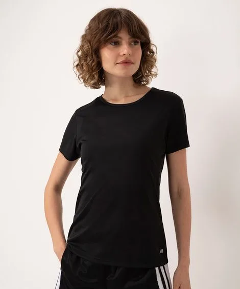 blusa básica manga curta esportiva preta - preto