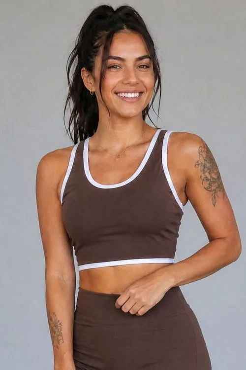 Top Alça Larga Fitness Polo Wear Marrom