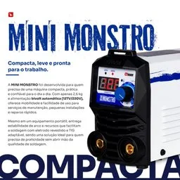 Máquina de Solda Inversora TIG Mini Monstro 120A Bivolt Automática 127/220V BOXER-99304
