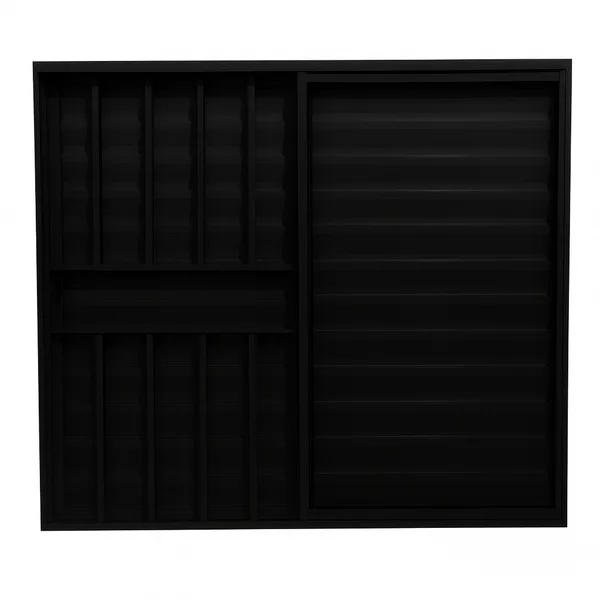 Veneziana 3 Folhas Aluminio Preto Com Grade 1,00x1,00