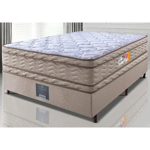 Cama Box Casal Colchão Ortofirm + Box 138x188x71 Double Face Espuma D33 Dourado