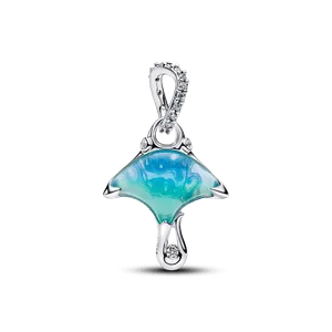 Charm Prata Pendente Arraia Azul Brilhante
