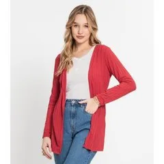 Cardigan Feminino Canelado Infinita Cor Vermelho
