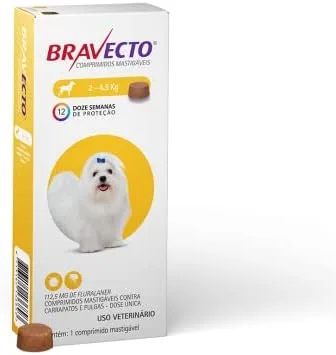 Bravecto® Cães 112,5mg Antipulgas e Carrapatos Cães de 2 a 4,5kg 1 Comp. Mastigável MSD Saúde Animal