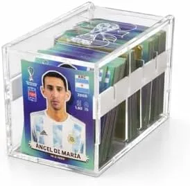 Caixa Organizadora para Figurinhas da Copa em Acrílico Transparente, para Cards, Cromos e Colecionáveis de Futebol, 6,5 x 11,5 x 7,5 cm