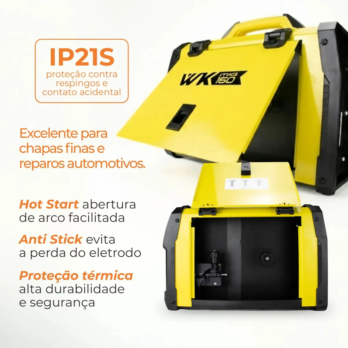 Máquina De Solda 160A Multiprocesso MIG Sem Gás MMA TIG Lift Bivolt Automática IGBT