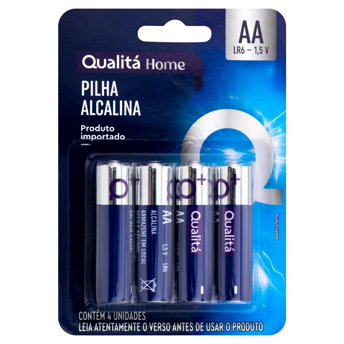 Pilha Alcalina AA LR6 Qualitá Home 4 Unidades 1,5V