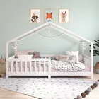 Cama Montessoriana Madeira Maciça Casa Com Estrado Lisan - Branco