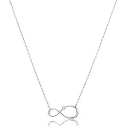 Gargantilha de Prata Malha Cadeado 45cm Infinito Polido com Estrela de Zircônia - GG25967
