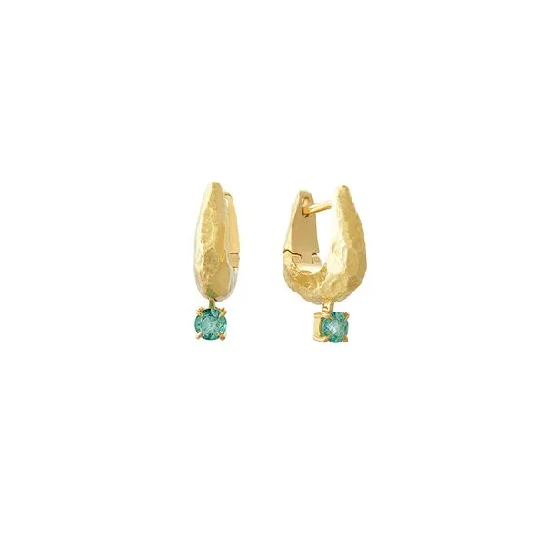 Brincos de ouro amarelo 18K com esmeraldas - Coleção Meteoros