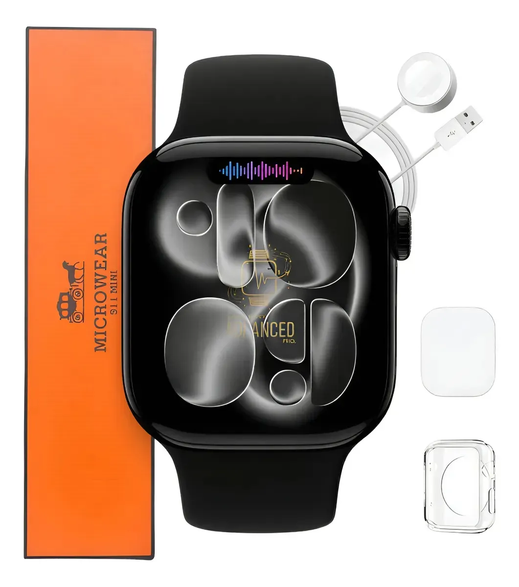Relógio Microwear Smartwatch S11 Mini Series 11 42mm Whatsapp Gps Nfc 2026 Preto