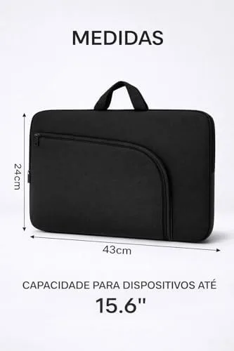 Capa para Notebook 15.6 Polegadas, Resistente à Água, Leve (150g), com Alça e Bolso Frontal, Case Protetora Slim para Trabalho, Faculdade e Viagem, Alça Reforçada, Neoprene - Qualidade Premium