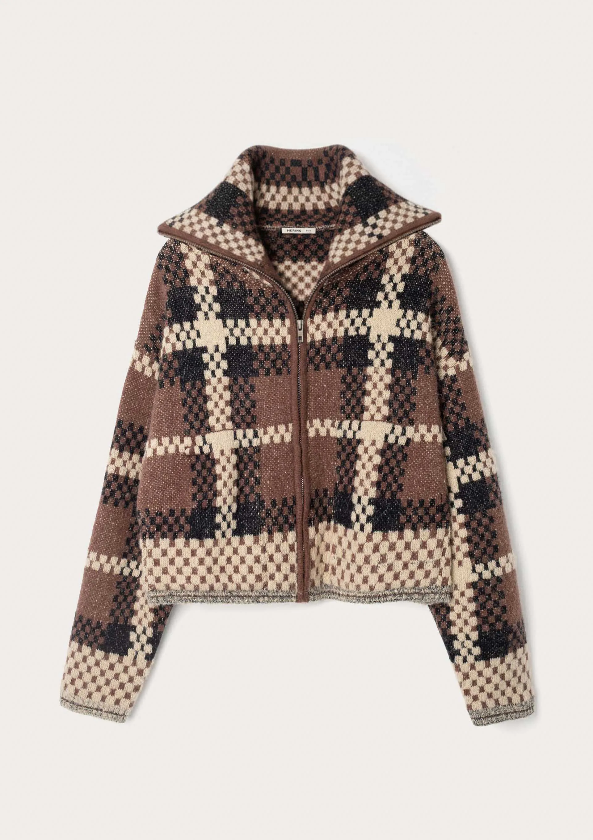 Jaqueta Feminina Oversized Em Tricô - Marrom