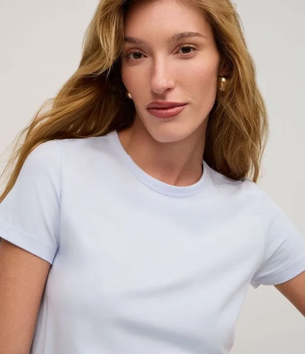 Blusa Slim Básica em Algodão Peruano com Gola Redonda