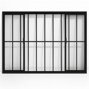 Vitrô 4 Folhas De Correr Aluminio Preto Com Grade 1,00x1,20
