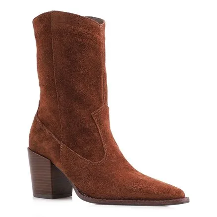 Bota Western - Couro Camurça Marrom