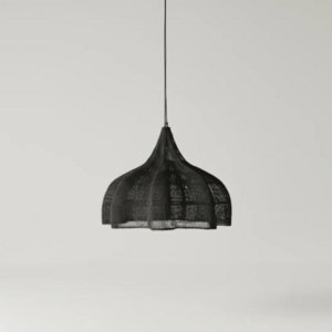 Luminária Artesanal Rattan Preta Fleur 60cm Bahali