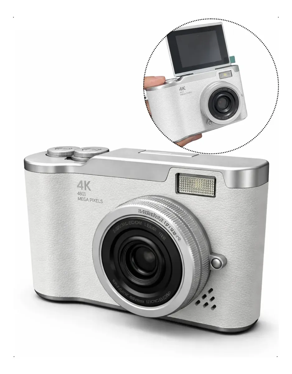 Câmera Digital Retro Com Zoom Tela Flip Para Selfie Portátil