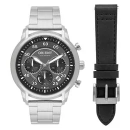Relógio Masculino Orient Solartech Preto/Prata Pulseira Extra Exclusivo MBSSC292 G2SX