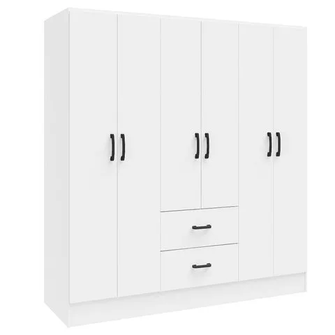 Guarda-roupa Infantil 6 Portas 2 Gavetas 8 Prateleiras 1 Cabideiro Califórnia