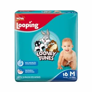 Fralda Looping Looney Tunes M 16 Unidades
