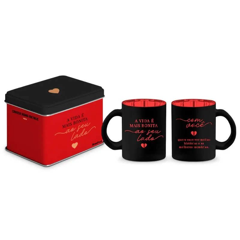 Caneca Vidro Diamond Metallic Lata Ao Seu Lado 300ml 15154 - Brasfoot Caneca Vidro Diamond Metallic Lata Ao Seu Lado 300ml 15154 - Brasfoot