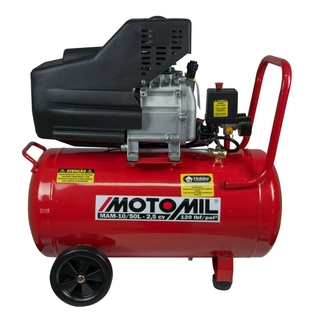 Motocompressor de Ar MAM-10/50BR 2,5HP 50L 8,8pcm 110/220V – Moto Compressor Profissional MOTOMIL-378127