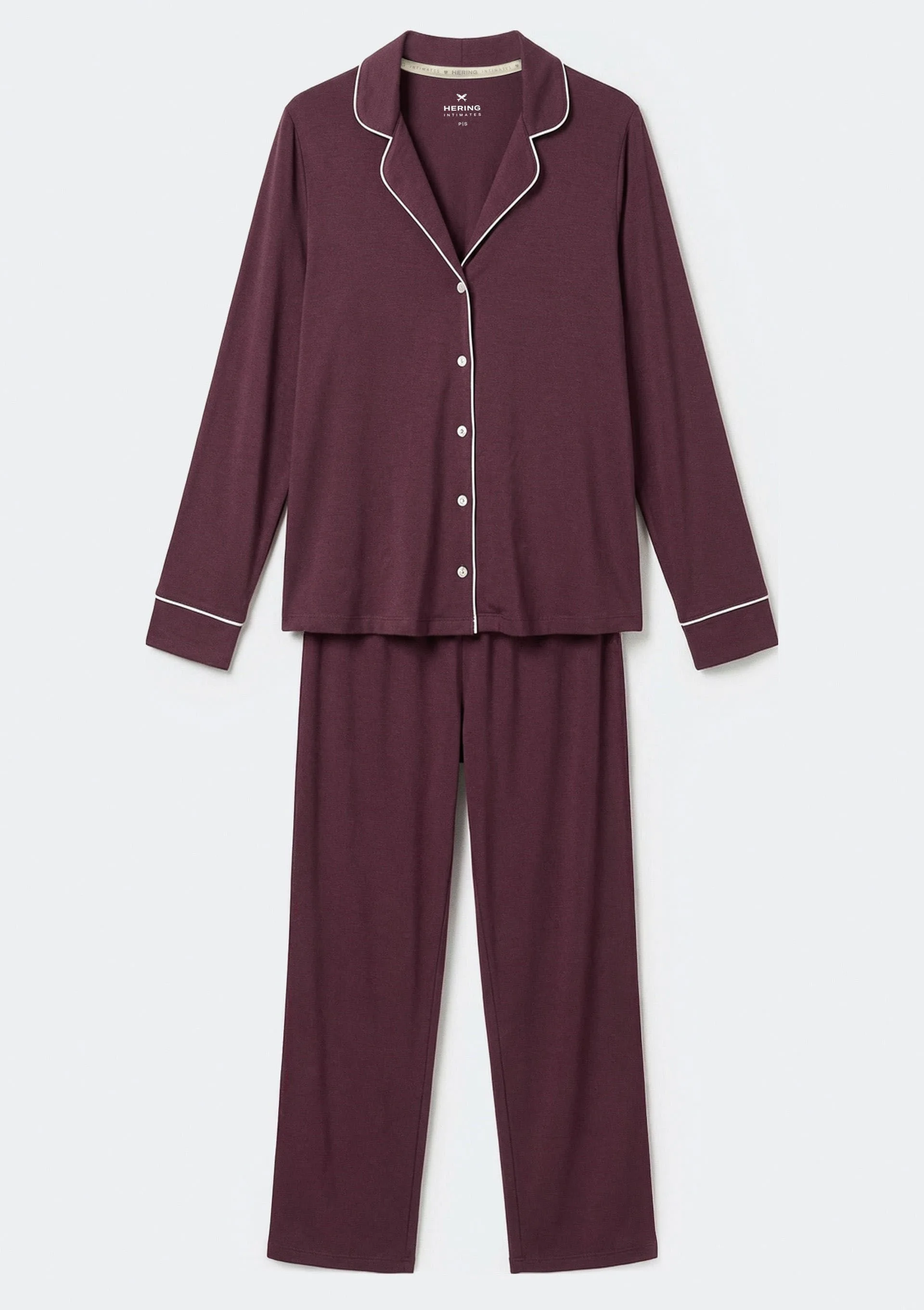 Pijama Americano Longo Feminino - Vinho
