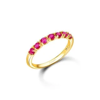 Meia Aliança em Ouro Amarelo 18k com Rubi